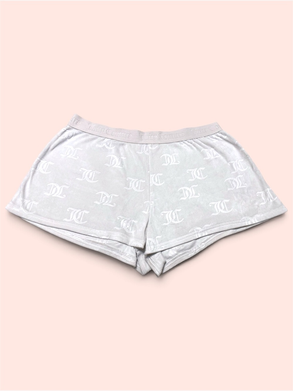 Juicy Couture Off-White Velour Sleepwear Lounge Shorts, Size XL